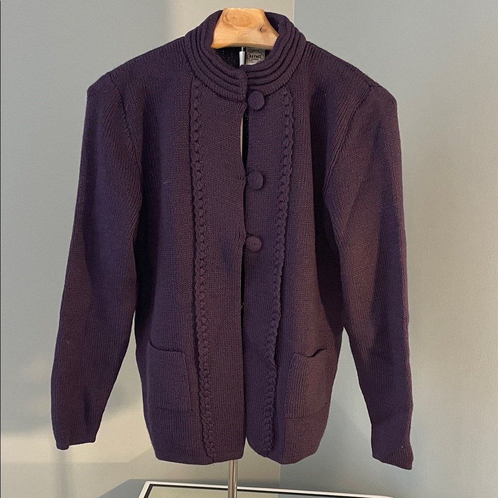 Purple Women's Alpaca Cardigan Sweater new large